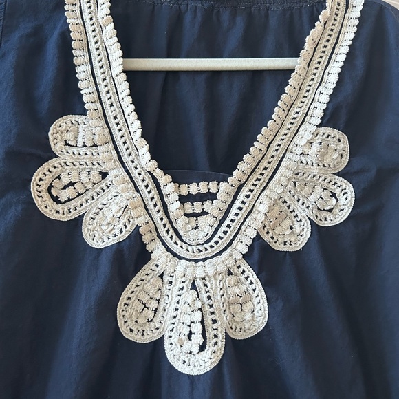 J. Crew 100% Cotton Embellished Tunic Swim Cover. Lightweight. Nautical. Coastal - Picture 2 of 11